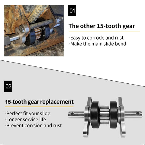 Comparison of old and new 15 Tooth Spur Gear Pack Assembly Replacement For Slide-Out Tubing And Slide Arm 2x2