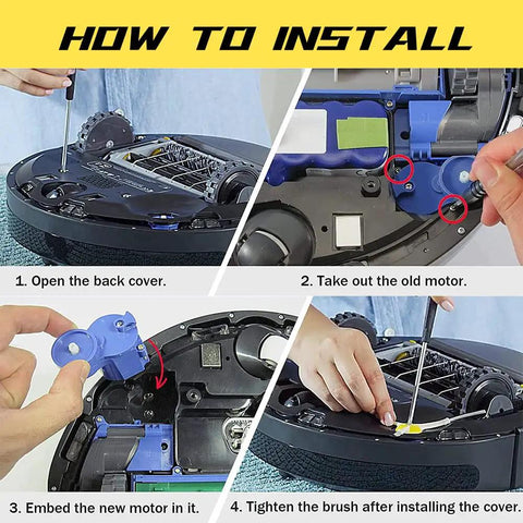 Installation process of Upgraded Side Brush Motor Module For iRobot Roomba 500 600 700 800 900 Series And i3 i7 Models Replacement Part.