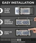 Easy installation guide for Clear Gray License Plate Frames With Anti Glare Vision Built Tough ABS Rustproof 2 Pack