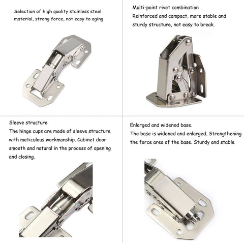 Soft Close Cabinet Hinge Set With 32 Stainless Screws, 90 Degree Concealed Kitchen Hinges For Cupboards And Wooden Doors, Easy Install, Durable Cold Steel, Satin Nickel Finish, Rust Resistant, 50K Plus Uses, No Hassle