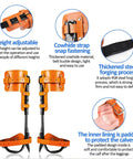 Heavy Duty Tree Climbing Spikes Gear Set For Logging And Hunting showing adjustable cowhide straps and steel claws