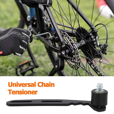 Upgrade Your Ride With This Ultimate Mini Bike Chain Tensioner Adjuster Kit Perfect For Ct200 U Mb200 Bt200X Models To Keep Your Drive Smooth And Tight While Adding Some Real Style To Your Daily Grind. black universal chain tensioner adjuster kit on bicycle rear wheel