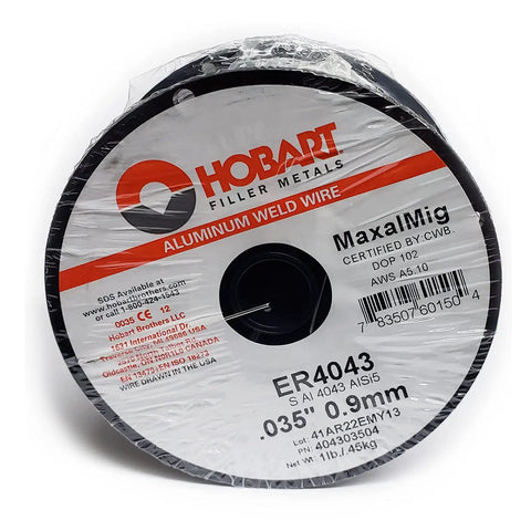 Heavy Duty Er4043 Aluminum Mig Welding Wire .035 Inch Diameter One Pound Spool in packaging for metal fabrication projects.
