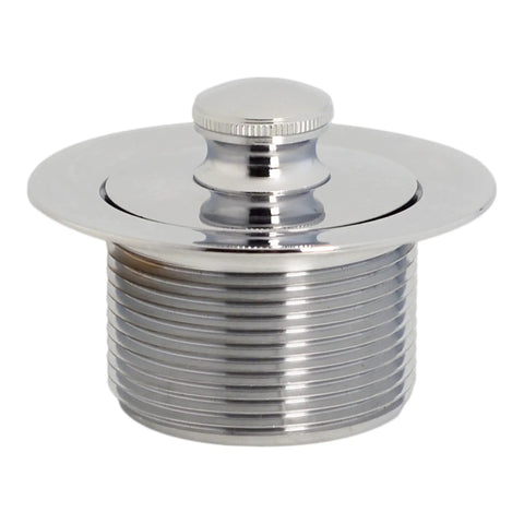 No Sweat Setup Twist Close Bath Waste And Overflow Kit Featuring Slick Leak Proof Design Polished Chrome Faceplate close-up of drain stopper