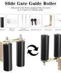 Six Inch Gate Roller Guide For Sliding Gates With L Bracket Universal Adjustable Heavy Duty Sliding Gate Rollers Black Gate Kit shown