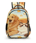 Fluffy Pet Friends Printed Unisex Backpack With Large Capacity Dope Everyday Carry For School Work And Travel Durable Polyester