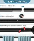 Easy install guide for Heavy Duty Tension Curtain Rod 51 To 168 Inches No Drill Outdoor Patio Window Adjustable Shower Rod.