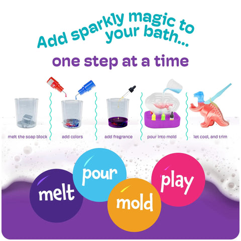Kids Dinosaur Soap Making Kit For Fun DIY Bath Time Crafts Include Colorful T Rex Stegosaurus And Styracosaurus Soaps Learn Science While You Soak Playful Bath Toy Set, step guide