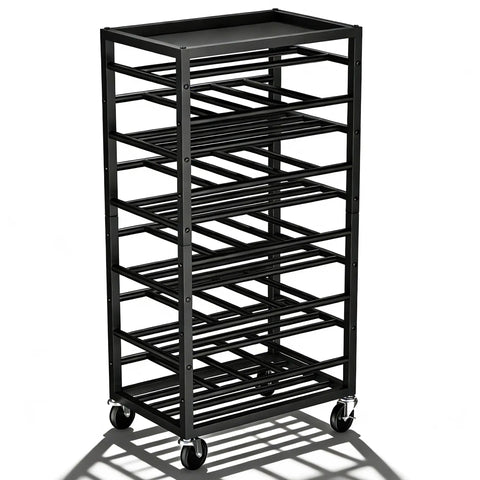 Heavy Duty Rolling Cart Holds A Solid Fifty Spray Paint Cans Built Tough For Double Sided Storage Plus Top Tool Tray Wheeled Garage Rack Rolls Smooth And Keeps Your Shop Legit