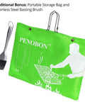 Folding Stainless Steel Fish Grill Basket For Outdoor BBQ Portable And Durable with basting brush and storage bag.