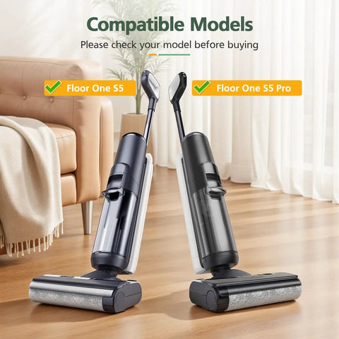 Image showing Floor One S5 and S5 Pro vacuums compatible with S5 Replacement Brush Rollers And HEPA Filter Set For Deep Cleaning Edges.