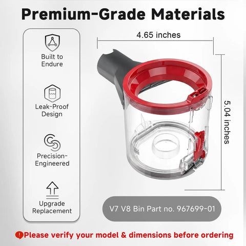 Upgraded Dust Bin Canister Replacement For V7 V8 SV10 SV11 SV25 Cordless Vacuum Cleaners Fits Vacuum Attachments Number 96769901