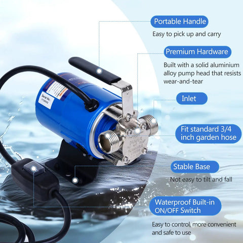 Compact 115V Water Transfer Pump With One Tenth HP Motor, 330 GPH Flow, Go To Electric Utility Pump For Home Farm Or Shop