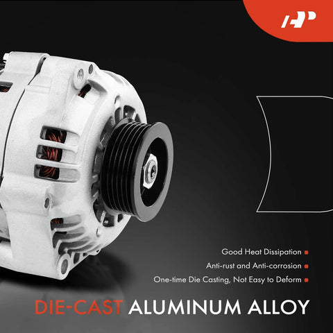Heavy Duty 100 Amp 12V Alternator For Chevy S10 1998 To 2003 2.2L L4 GMC Sonoma 1998 To 2003 2.2L L4 Isuzu Hombre 1998 To 2000 2.2L L4 6 Groove Pulley Clockwise Rotation Direct Fit Replacement OE 8104640850 400 12107, die-cast aluminum