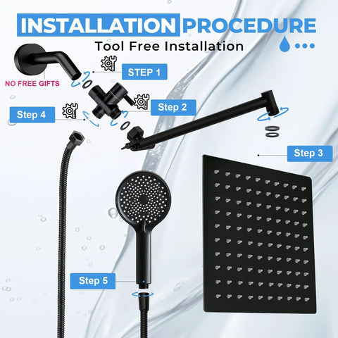 Eight Inch Square Rain Shower Head With Handheld Spray Combo Knockout Matte Black Finish Tough As Nails 304 Stainless Steel High Pressure Output And Eleven Inch Adjustable Arm Deliver No Sweat Comfort