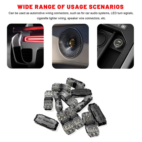 Twelve Pack Solderless Wire Connectors For Trucks And RVs Quick Twist Lock Terminals on a white background. Designed for tight wiring.
