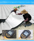 Workers applying Self Adhesive Ice And Water Shield Roof Underlayment Roll No Sweat Asphalt Shingle Repair Tape for roofing.