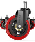 Front view of Office Chair Wheels Set Of 5 - 3 Inch Rubber Casters Replacement Universal Fit, Heavy Duty, Smooth And Quiet Rolling