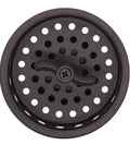 Top view of Combo Pack 3-1/2 Inch Wing Nut Twist Style Kitchen Sink Basket Strainer with perforated design in oil rubbed bronze.