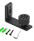Sliding Barn Door Floor Guide With Adjustable Wall Mount And Bottom Double Nylon Rollers, Built To Last Heavy Duty Steel Frame, Black Finish, Includes Screws, Plugs, and Wrench