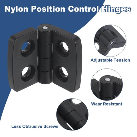 Torque Hinge Set 4 Pack Nylon Self-Closing Hinges 40x30x4mm With 5mm Holes Adjustable Position Control for furniture