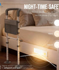 Adjustable Bed Rails For Seniors With Motion Lights And Storage Pocket showcasing night-time safety features