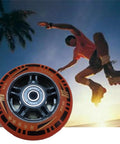 84Mm Inline Skate Wheels Replacement 84A Orange With Or Without Bearings shown with skater jumping at sunset