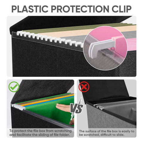 Collapsible File Organizer Box With Lid Featuring Slick Glide Rails For Letter Size Documents Made From Sturdy Polyester To Keep Your Desk Files Nifty And Totally Legit Neat
