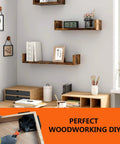 Two Piece Corner Clamp Set for Woodworking in use on a DIY project in a home office space with shelves and decor
