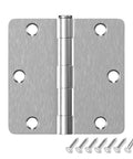 Front view of 18 Pack Brushed Nickel Door Hinges Three And A Half Inch By Three And A Half Inch Interior Hinge With One Quarter Inch Radius Satin Nickel Finish Built For Steel Residential Doors Fits Bedroom And Standard Doors