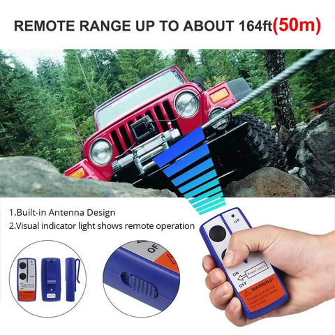 12V 250A Winch Solenoid Relay Contactor Kit With Wireless Remote Control And Six Protective Caps Universal For Trucks Jeeps ATVs SUVs 2000 To 5000 Pounds Winch Off Road Ready