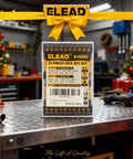 Front view: ELEAD 21-Piece hex bit set in clear plastic case on workshop bench with yellow bow; SAE & metric sizes