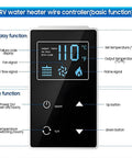 RV water heater wire controller with temperature display and control buttons for 12 Volt Propane Tankless Water Heater For RV Camper With Instant On Demand Hot Water Continuous Flow Game Changer For Road Trips Superior Performance And No Sweat Campground Showering.