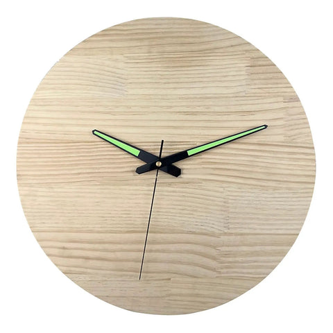 Quartz Clock Movement Kit For Repair And Replacement With Short Shaft, black hands on wooden clock face.