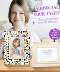 Decorate Your Own Mosaic Picture Frame Kit With Colorful Mosaics Glue Spreader Grout And Everything You Need For 5x7 Or 4x6 Photos DIY Mosaic Craft Kit For Adults Christmas Valentines Day Gifts, featuring a colorful mosaic frame and wooden frame for 4x6 or 5x7 photos.