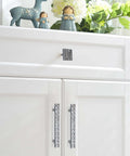 White cabinet with Six Pack Crystal Glass Rhinestone Drawer Pulls Knobs For Cabinets Wardrobe And Dresser Dope Shiny Zinc Alloy