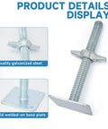 Heavy Duty 4 Pack Adjustable 12 Inch Scaffold Leveling Jacks Rock Solid Galvanized Steel Construction with base plate detail.