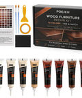 Straight Up Tough Wood Repair Paste With Crack Lock Formula And Easy Glide Blend Sticks For No Stress Furniture Fixing And Lasting Surface Renewal Collection Kit with ten filler tubes, color guide, and tools.