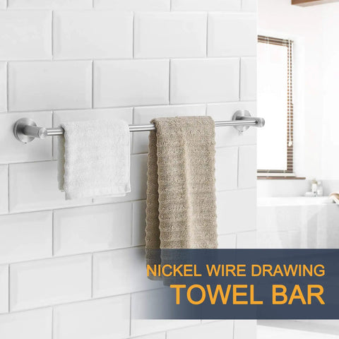Expandable Stainless Steel Towel Bar No-Fuss Adjustable 15.2 To 27.8 Inch Wall Mount Rack With Screws Rustproof SUS304 Stainless Brushed Nickel Finish