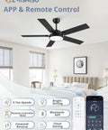 52 Inch Cool Modern Ceiling Fan With Lights And Smart Remote App Control 6 Speeds 3CCT Dimmable 30W LED in a bedroom