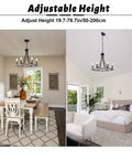 Farmhouse Wagon Wheel Chandelier 20 Inch Black Brown Iron With 6 Lights Round Rustic Kitchen Island Pendant Light in two rooms
