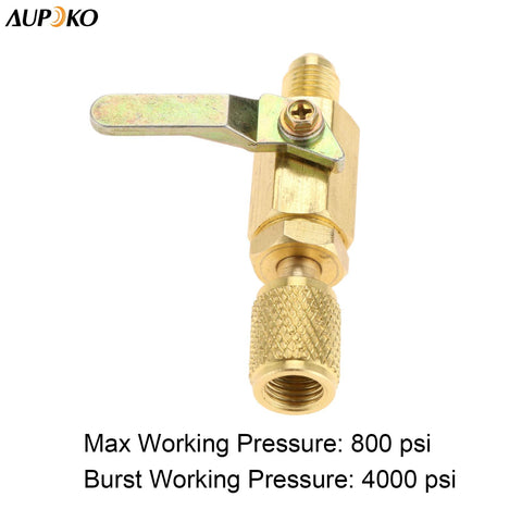 Air Conditioning Ball Valve One Quarter Inch SAE Adapter Straight Shut Off For HVAC Service Tools Fits R134a R22 R12 R410A Refrigerants