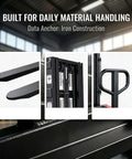 Heavy Duty Semi Electric Pallet Stacker Engineered For Smooth Warehouse Loading Tasks showing iron construction and fork details.