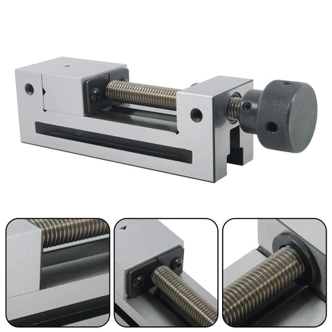 Dead Nuts Accurate Toolmaker Vise featuring a solid 2 inch jaw setup for CNC milling and grinding, showcasing precise workholding.