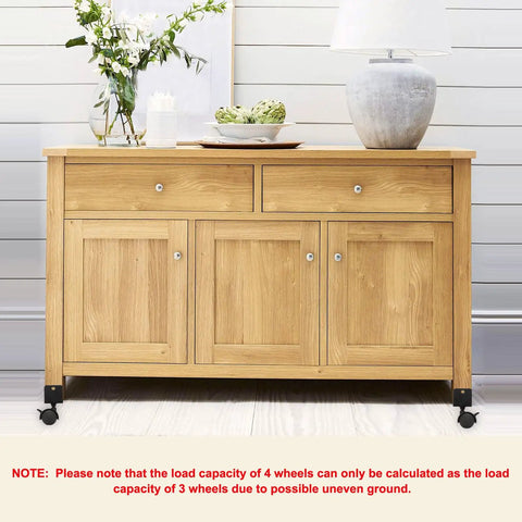 Rock Solid 1.5 Inch Nylon Swivel Casters With Positive Locking Brakes Whisper Quiet on wooden cabinet in home setting
