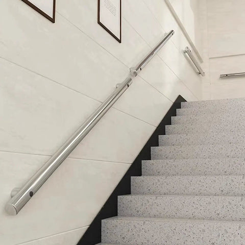 Heavy Duty Stainless Steel Handrail For Stairs And Decks Round Pipe Railing System Wall Mounted on indoor staircase