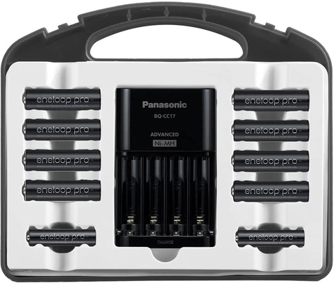 Eneloop Pro High Capacity NiMH Battery Pack Set With Charger And Storage Case Includes 8 AA And 2 AAA Rechargeable Batteries