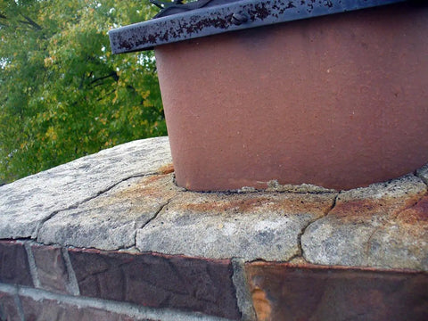 Elastomeric Waterproof Chimney Crown Repair Sealant For Masonry Trowelable Coating With Natural Concrete Finish on damaged chimney crown