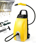 Top Shelf Heavy Duty Steam Cleaner, 3000 Watt High Pressure Steamer With 3.5 Liter Tank next to greasy kitchen extractor hood.