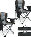Oversized Heavy Duty Fully Padded Outdoor Folding Chairs 2 Pack With Cup Holder Cooler Bag And Side Pocket Carry Bag Included Supports Up To 400 Lbs Ideal For Sports Outdoors And Lawns
